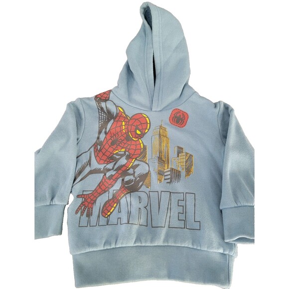 Two (lot)Marvel Spider Man 3T cream and Blue Hoody Sweater - Picture 2 of 9